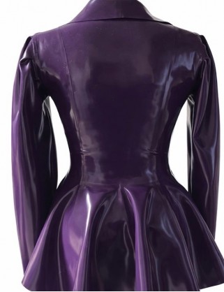 Latex Jacke mit Puffärmeln, Schalkragen & Volant-Schoesschen